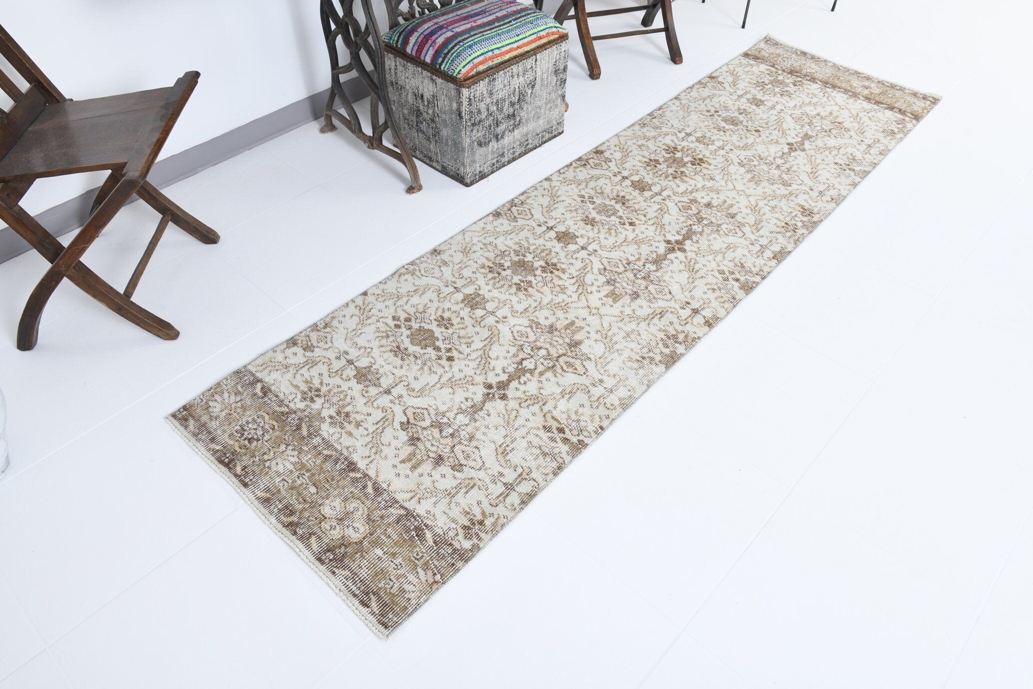 2' x 8' Tan-Ivory Turkish Vintage Runner Rug  |  RugReform