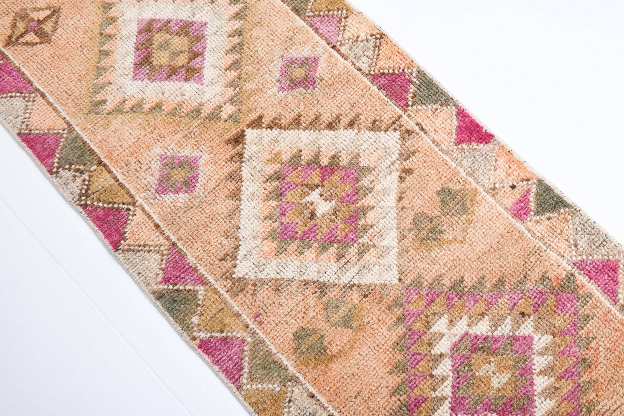 2' x 12' Tan-Ivory Turkish Vintage Herki Rug  |  RugReform