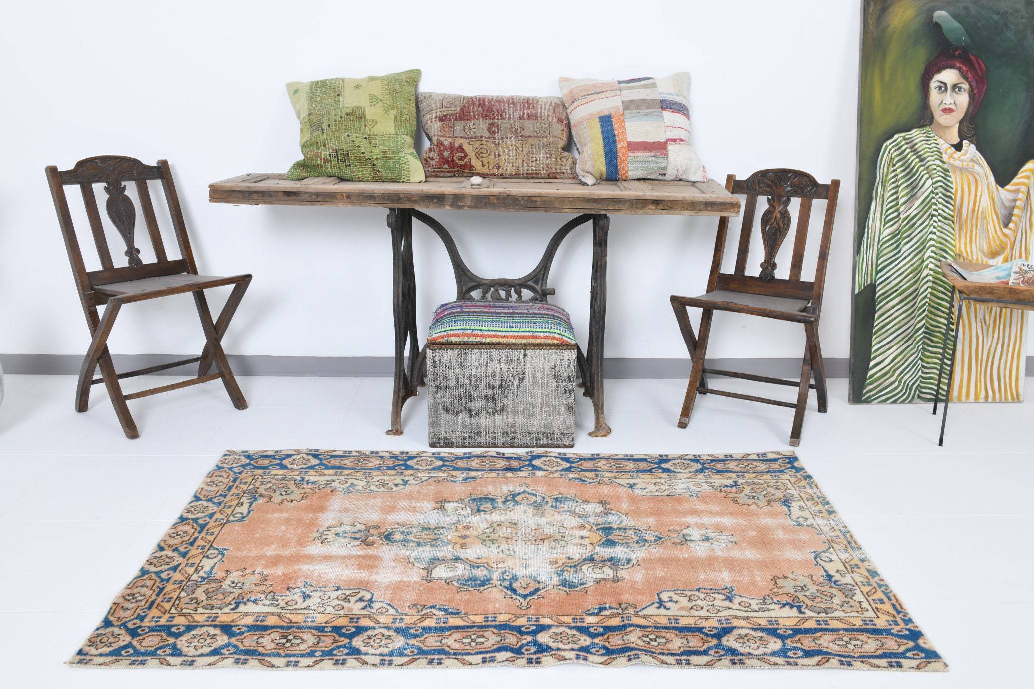 3' x 5' Blue Turkish Vintage Rug  |  RugReform