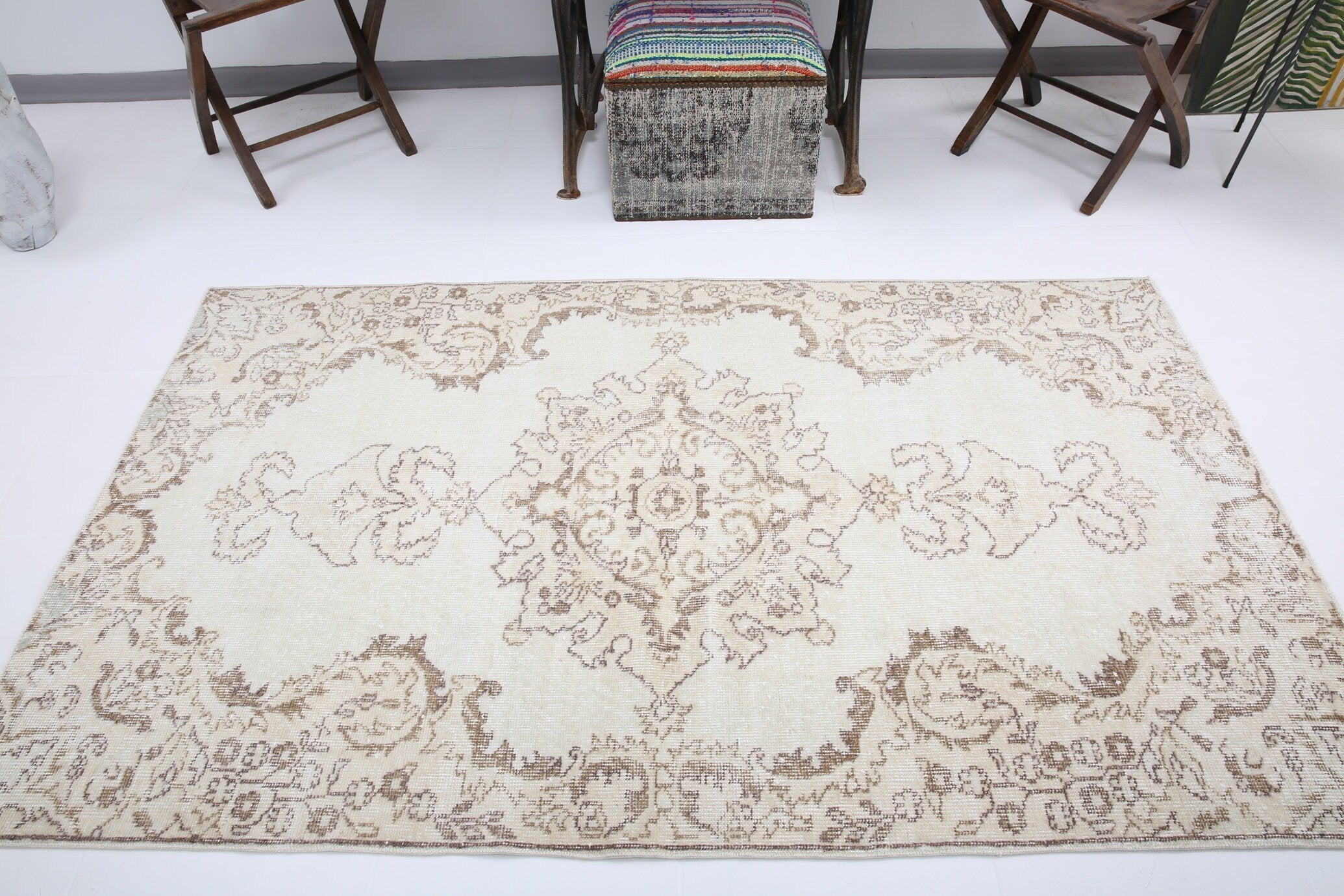 3' x 6' Tan-Ivory Turkish Vintage Rug  |  RugReform