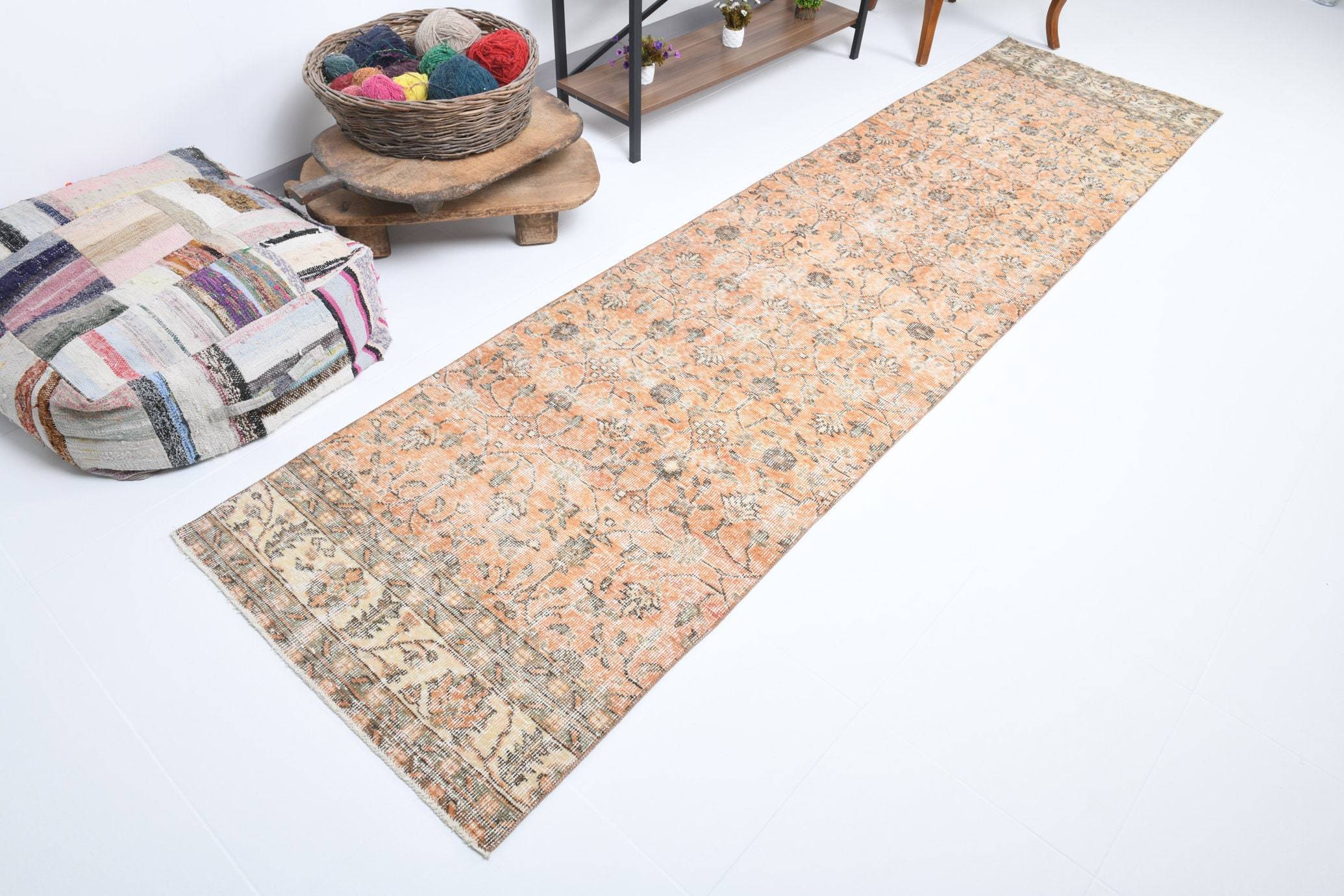 2' x 11' Tan-Ivory Turkish Vintage Runner Rug  |  RugReform