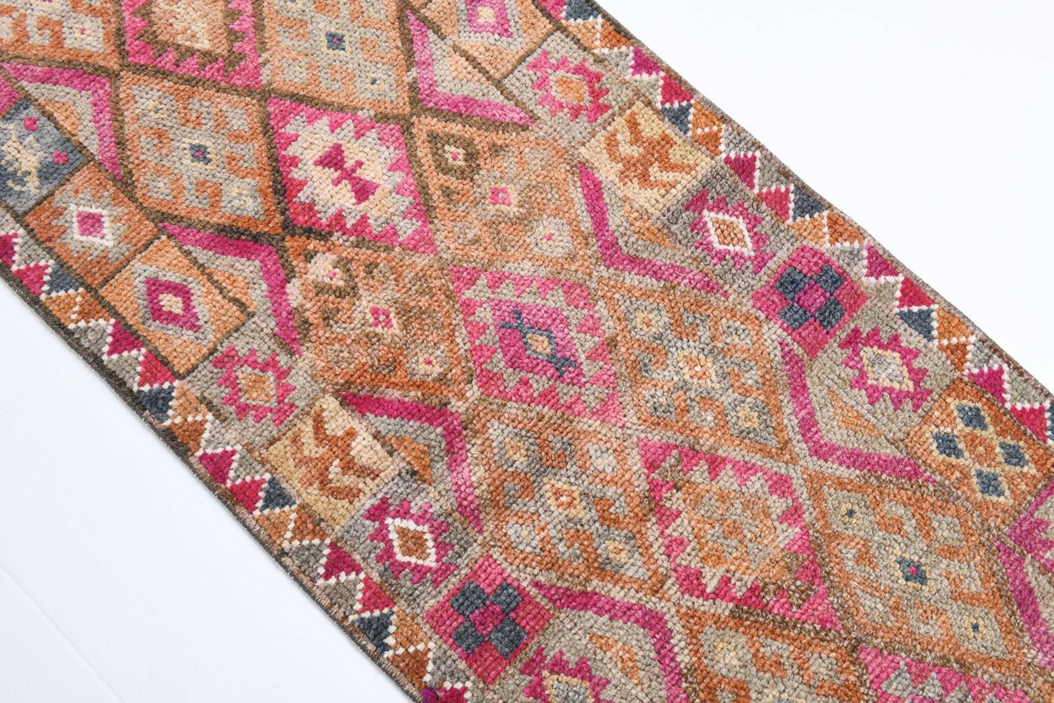 2' x 11' Tan-Ivory Turkish Vintage Herki Rug  |  RugReform
