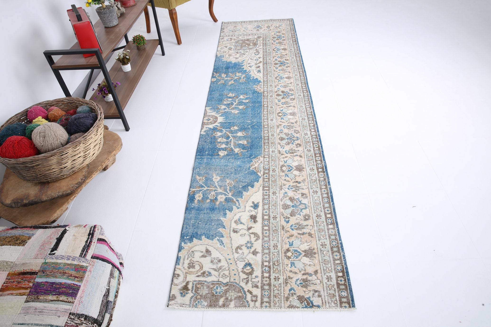 2' x 10' Blue Turkish Vintage Runner Rug  |  RugReform