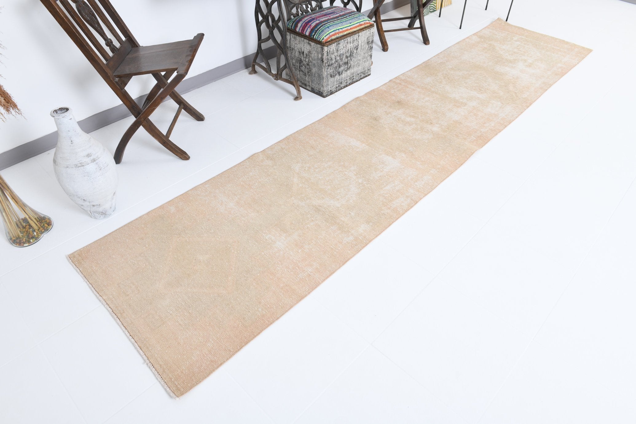 2' x 12' Tan-Ivory Turkish Vintage Runner Rug  |  RugReform