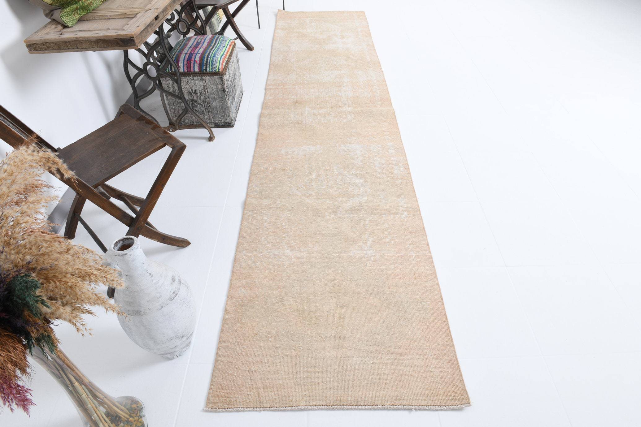 2' x 12' Tan-Ivory Turkish Vintage Runner Rug  |  RugReform