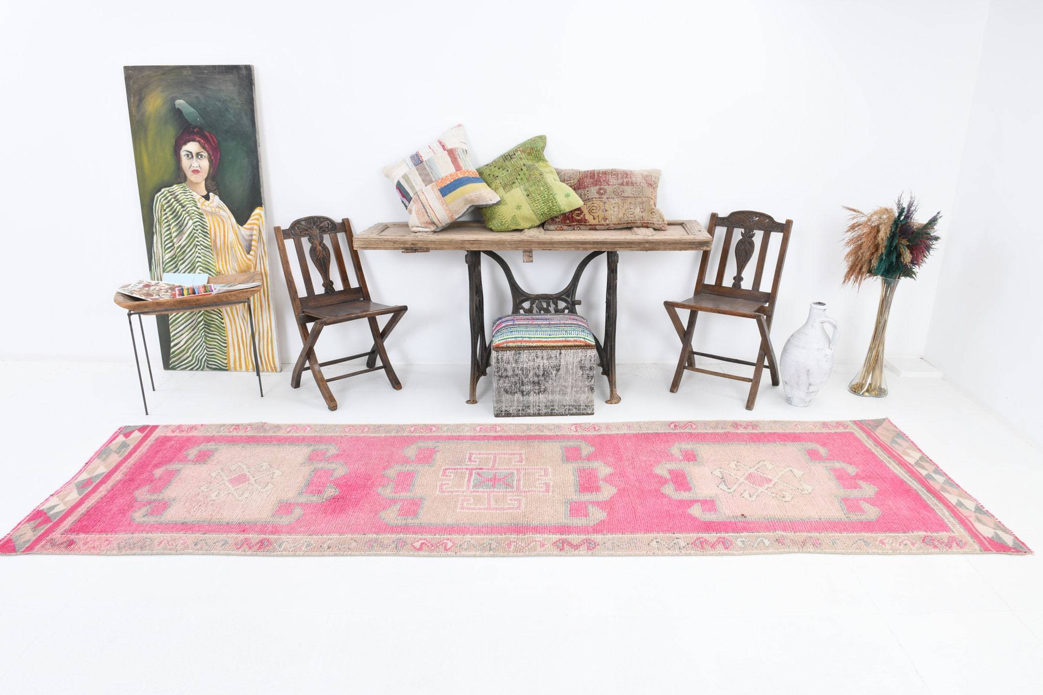 3' x 11' Pink Turkish Vintage Herki Rug  |  RugReform