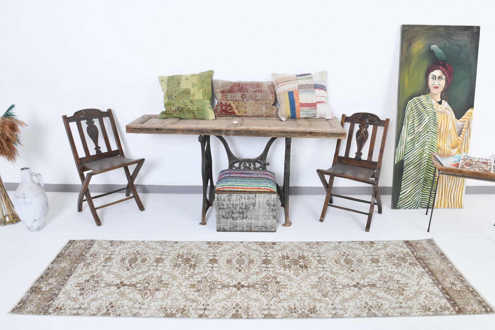 2' x 8' Tan-Ivory Turkish Vintage Runner Rug  |  RugReform