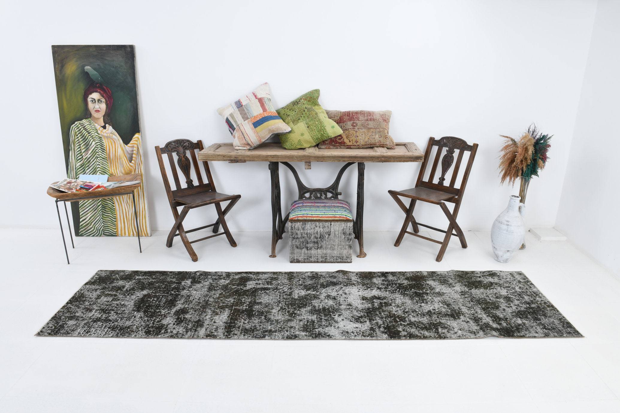 2' x 10' Black-Gray Turkish Vintage Runner Rug  |  RugReform