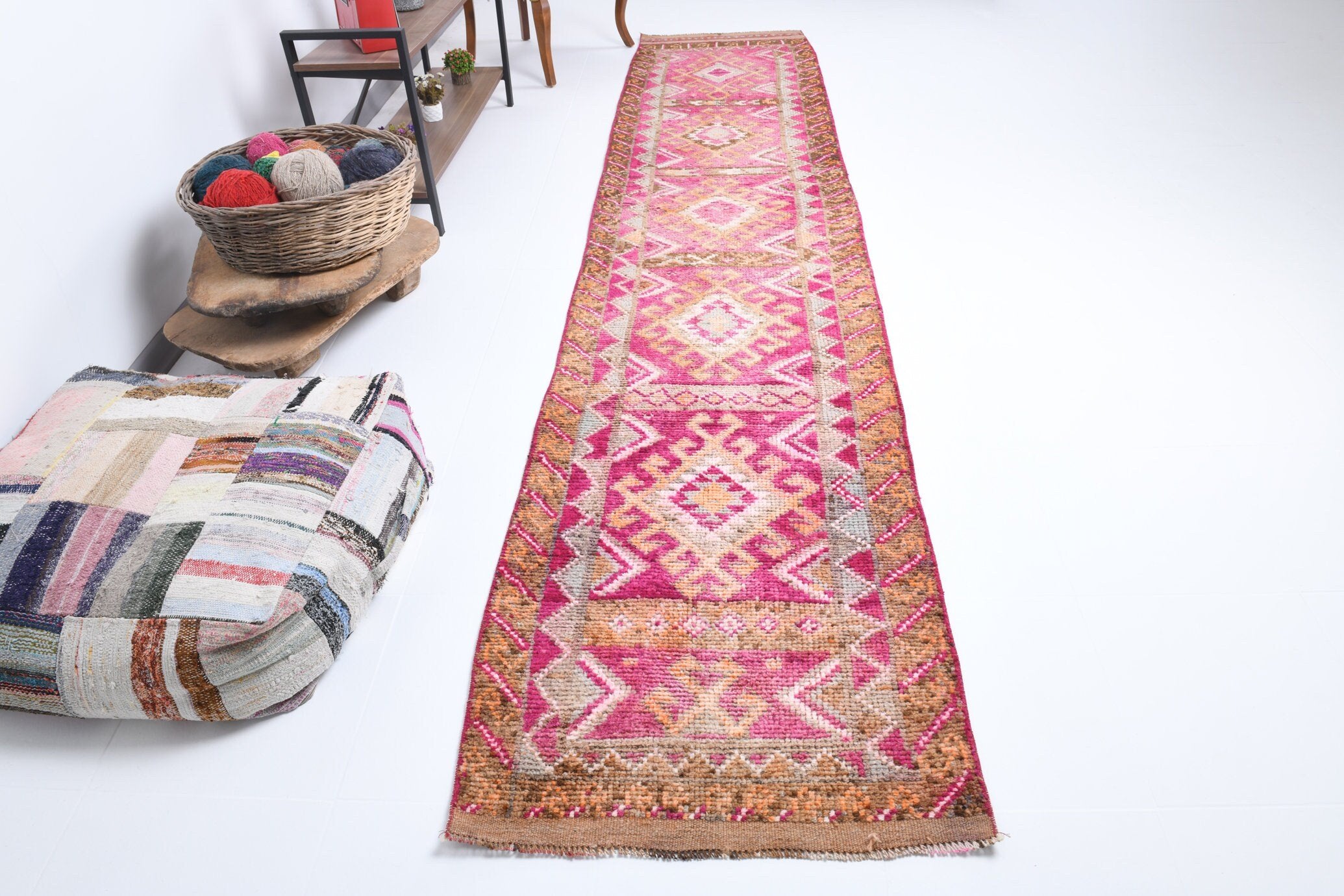 2' x 13' Pink Turkish Vintage Herki Rug  |  RugReform