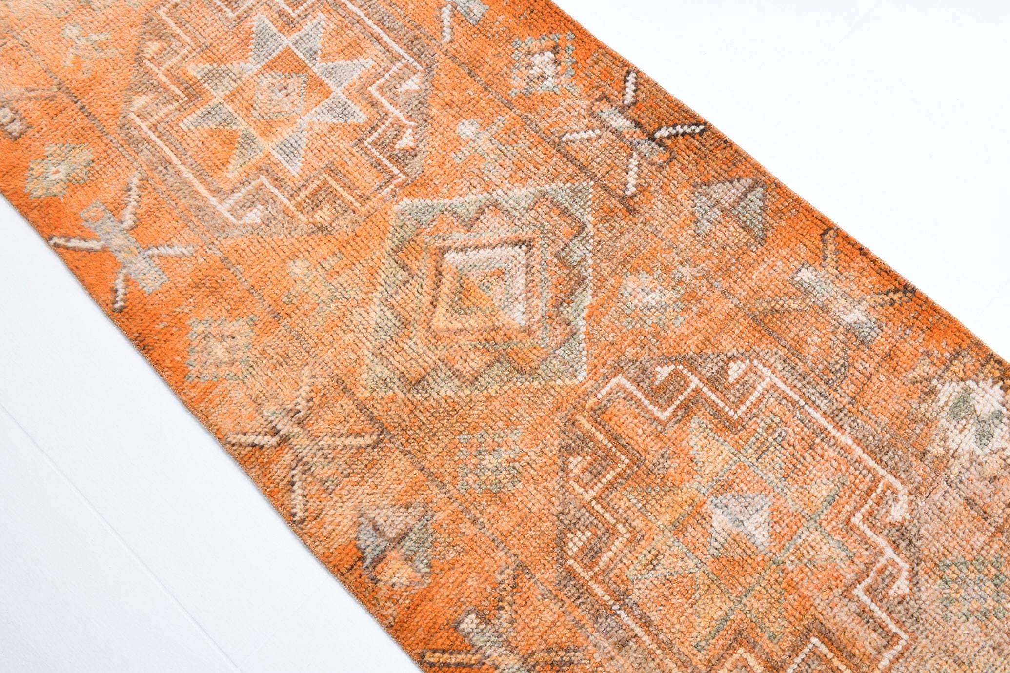 2' x 12' Tan-Ivory Turkish Vintage Herki Rug  |  RugReform