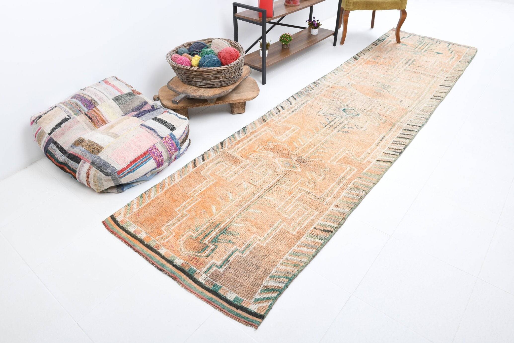 3' x 12' Tan-Ivory Turkish Vintage Herki Rug  |  RugReform