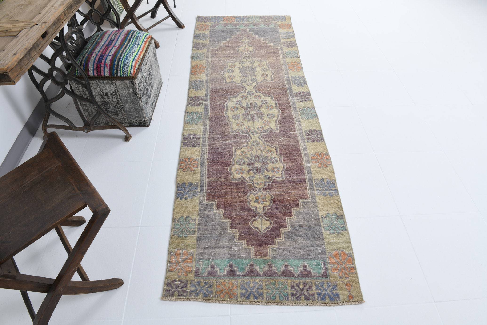 2' x 8' Blue Turkish Vintage Runner Rug  |  RugReform