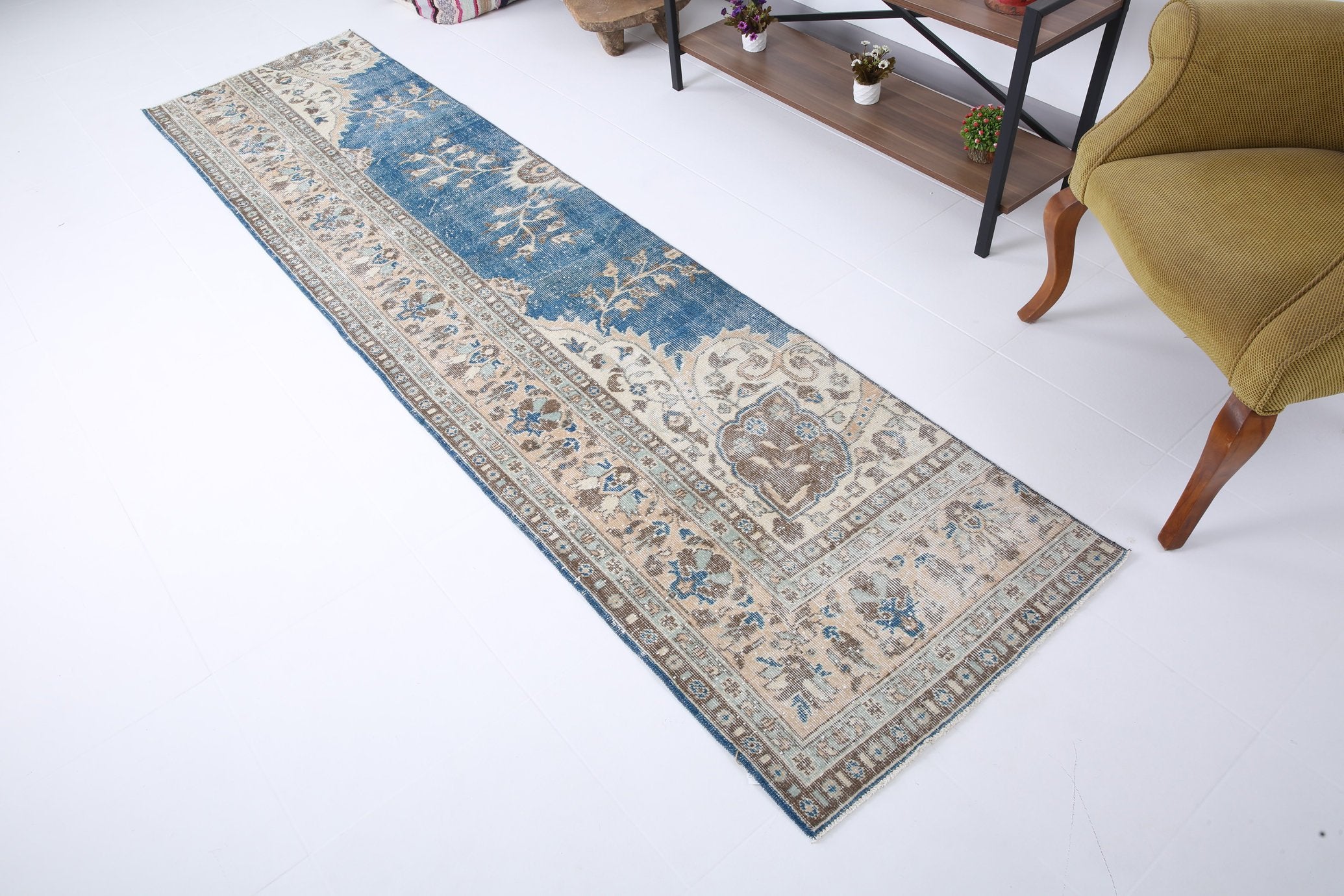2' x 10' Blue Turkish Vintage Runner Rug  |  RugReform