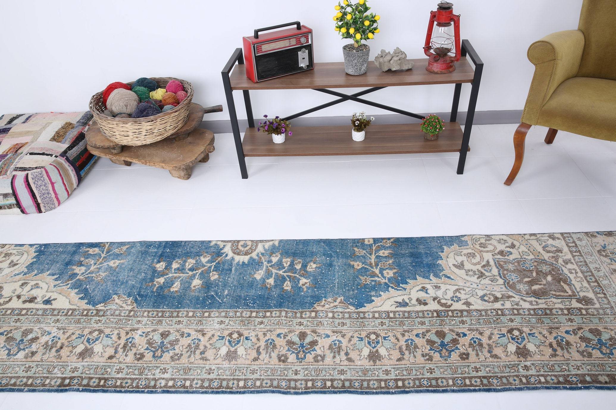 2' x 10' Blue Turkish Vintage Runner Rug  |  RugReform